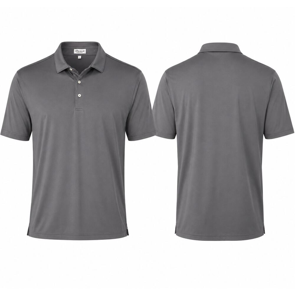 Peter Millar Summer Comfort Polo Shirt Men's Large Gray Golf Performance L
